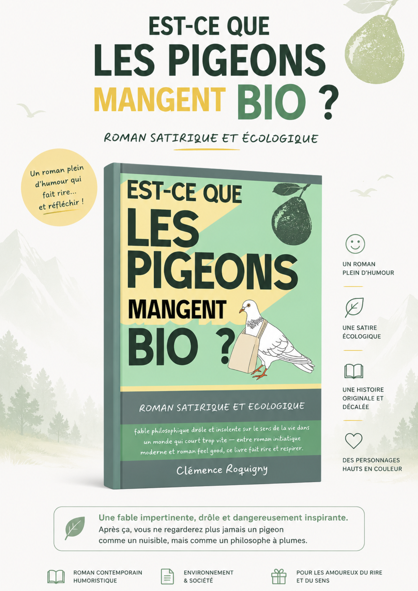 Est-ce que les pigeons mangent bio ? — livre alpin illustré par Clem Altitude Studio